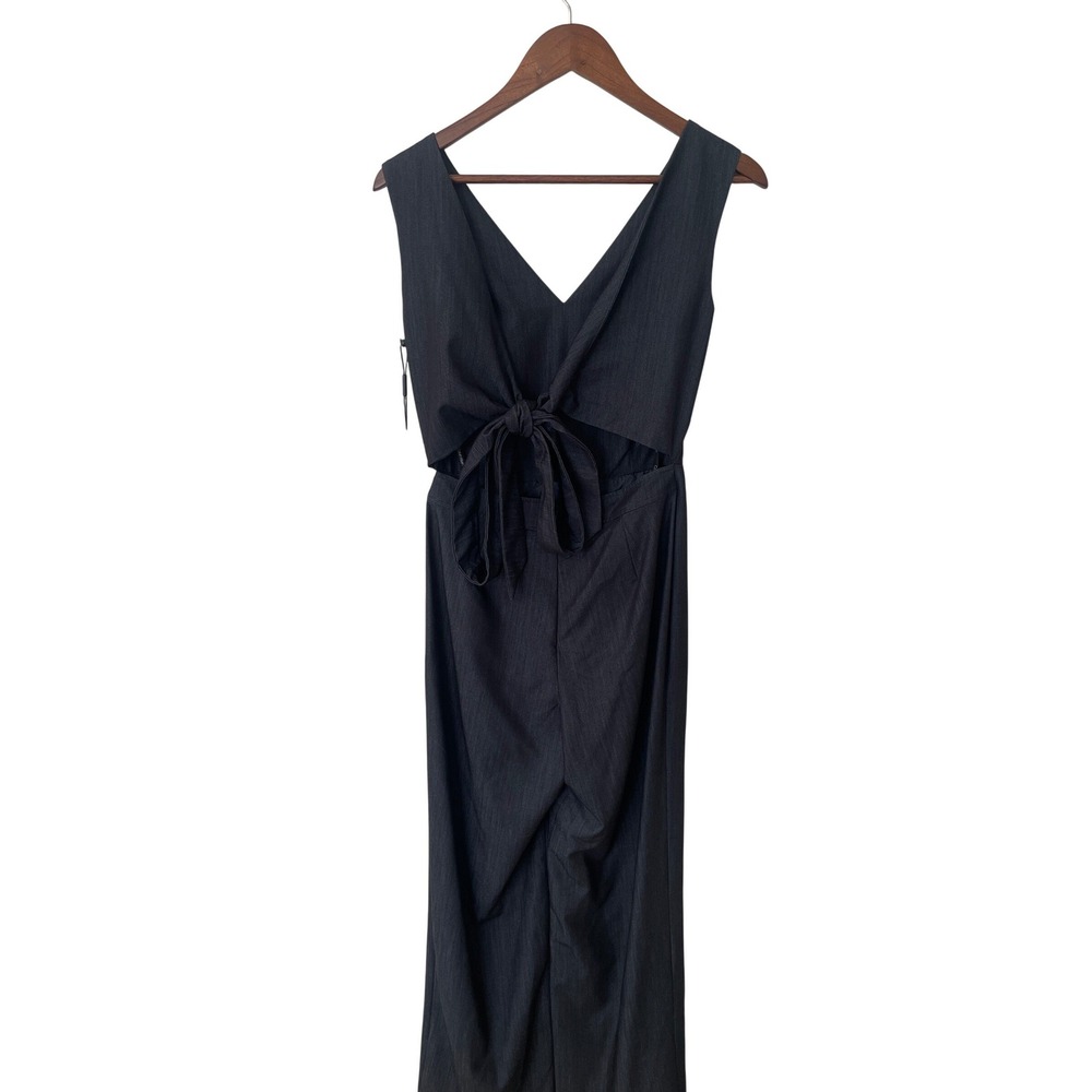 Calvin Klein Women Tie Back Wide Leg Jumpsuit Charcoal Grey Size 2 NWT Classic - Picture 2 of 8